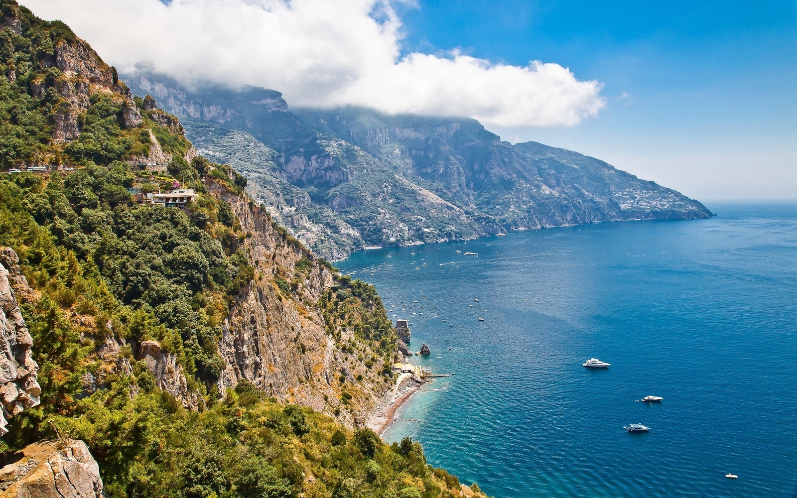 Landscape sea coast italy nature shrubs mountains cliff Custom Gaming Mat Desk