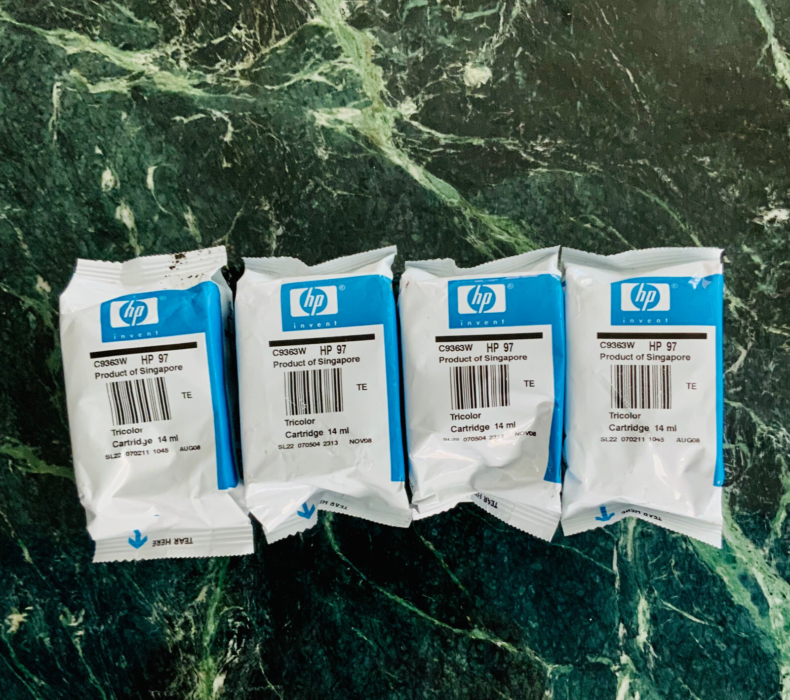 Estate Sale Four (4) Tricolor HP 97 14ml Ink Cartridges