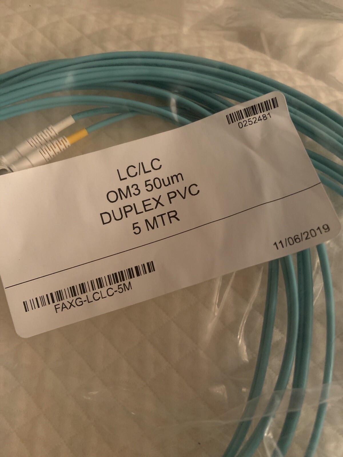 Fiber optics LC/LC OM3 50 Duplex PVC 5 Meter Lot Of 9