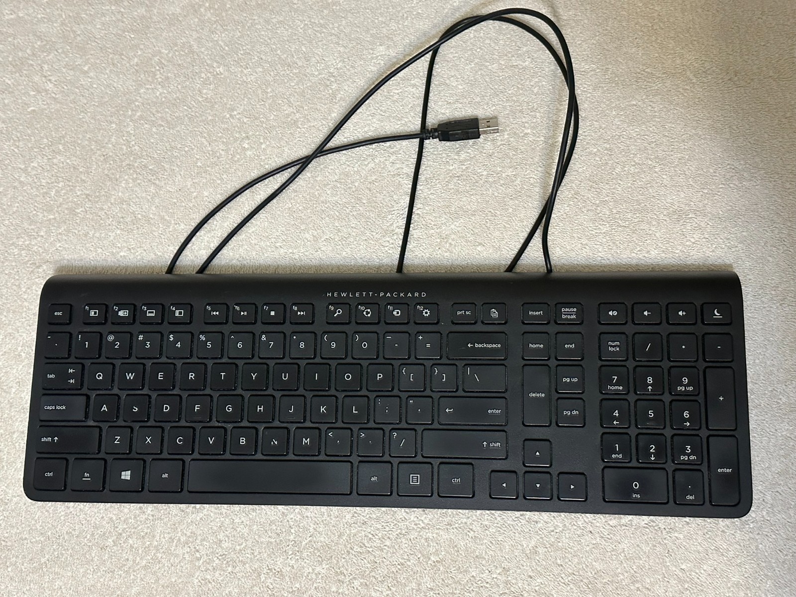 HP SK-2026 USB Wired Keyboard Low Profile Chiclet Slim Black Full Size Tested