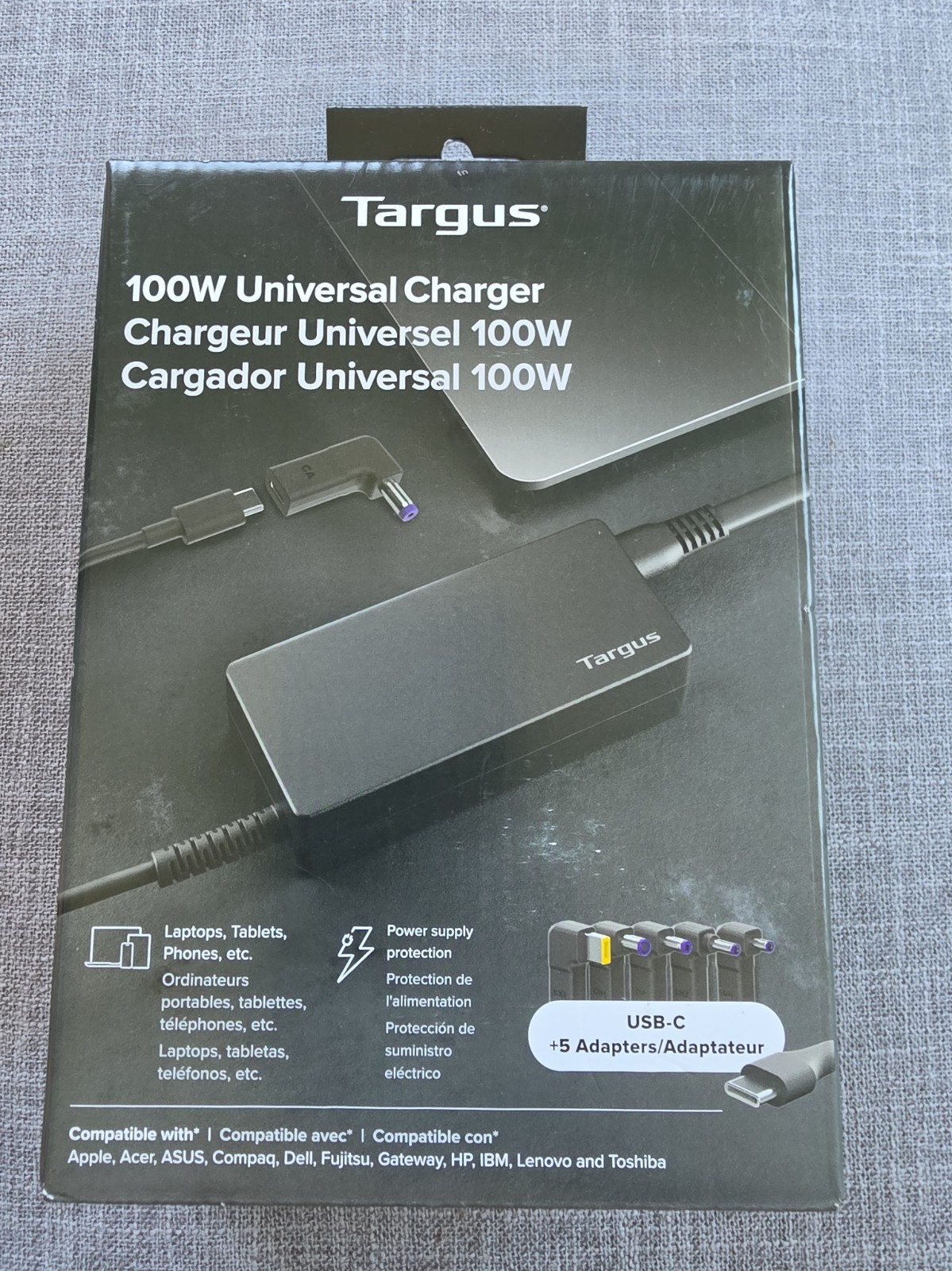 Targus Universal Charger Including All USB-C Devices - Black: Outlet Adapter 4.5
