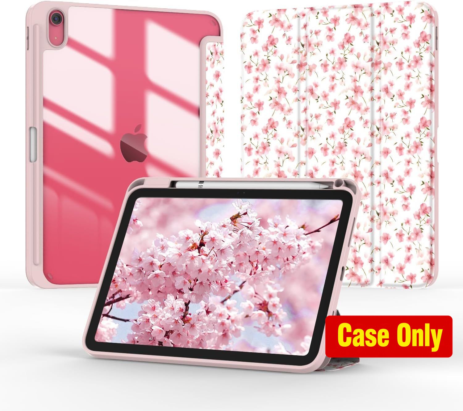 Case for iPad A16 11th/10th Gen 11"/10.9" - Pink Floral Pattern Design
