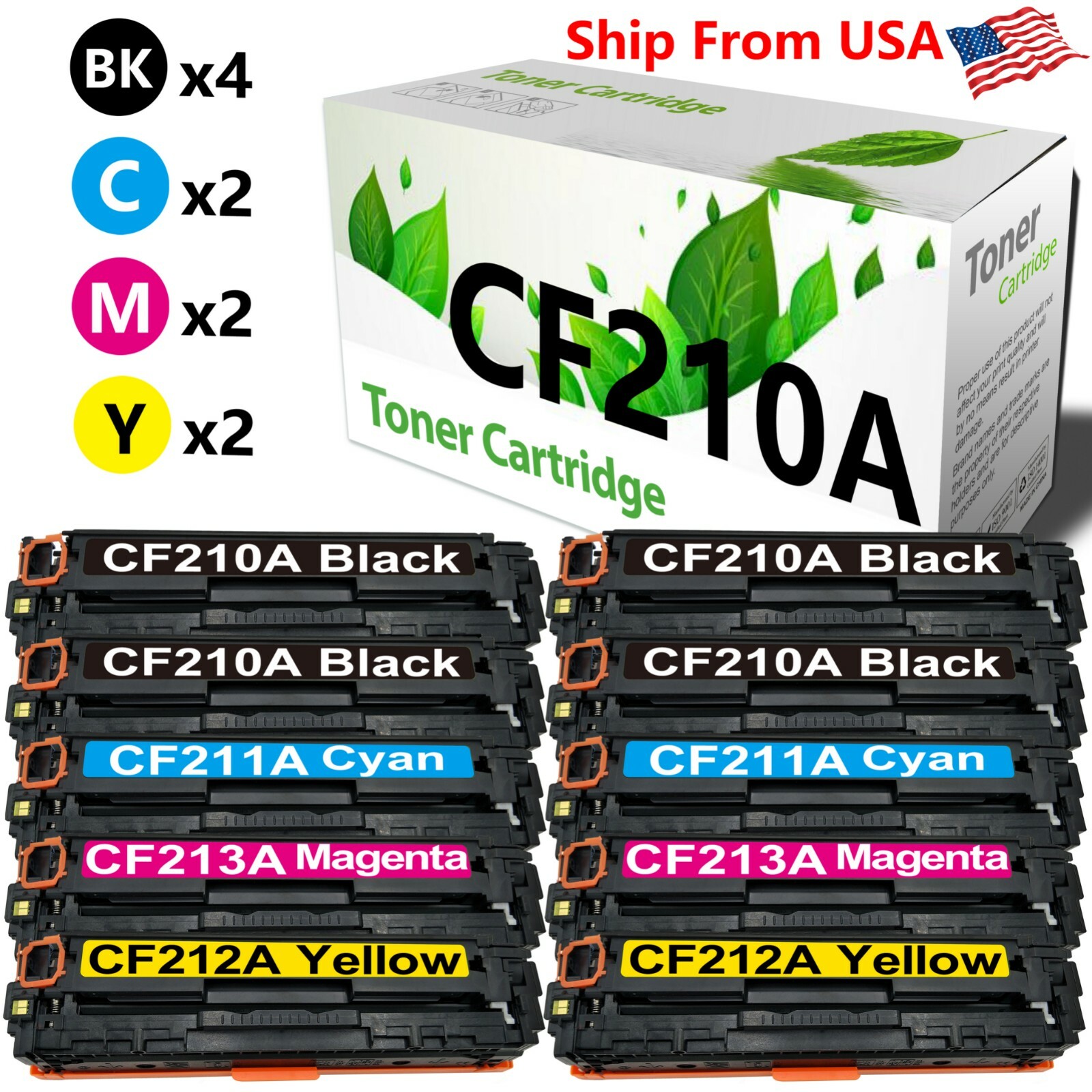 10PK CF210A-3A Toner Cartridge replace for Color MFP M276nw M251nw M251n