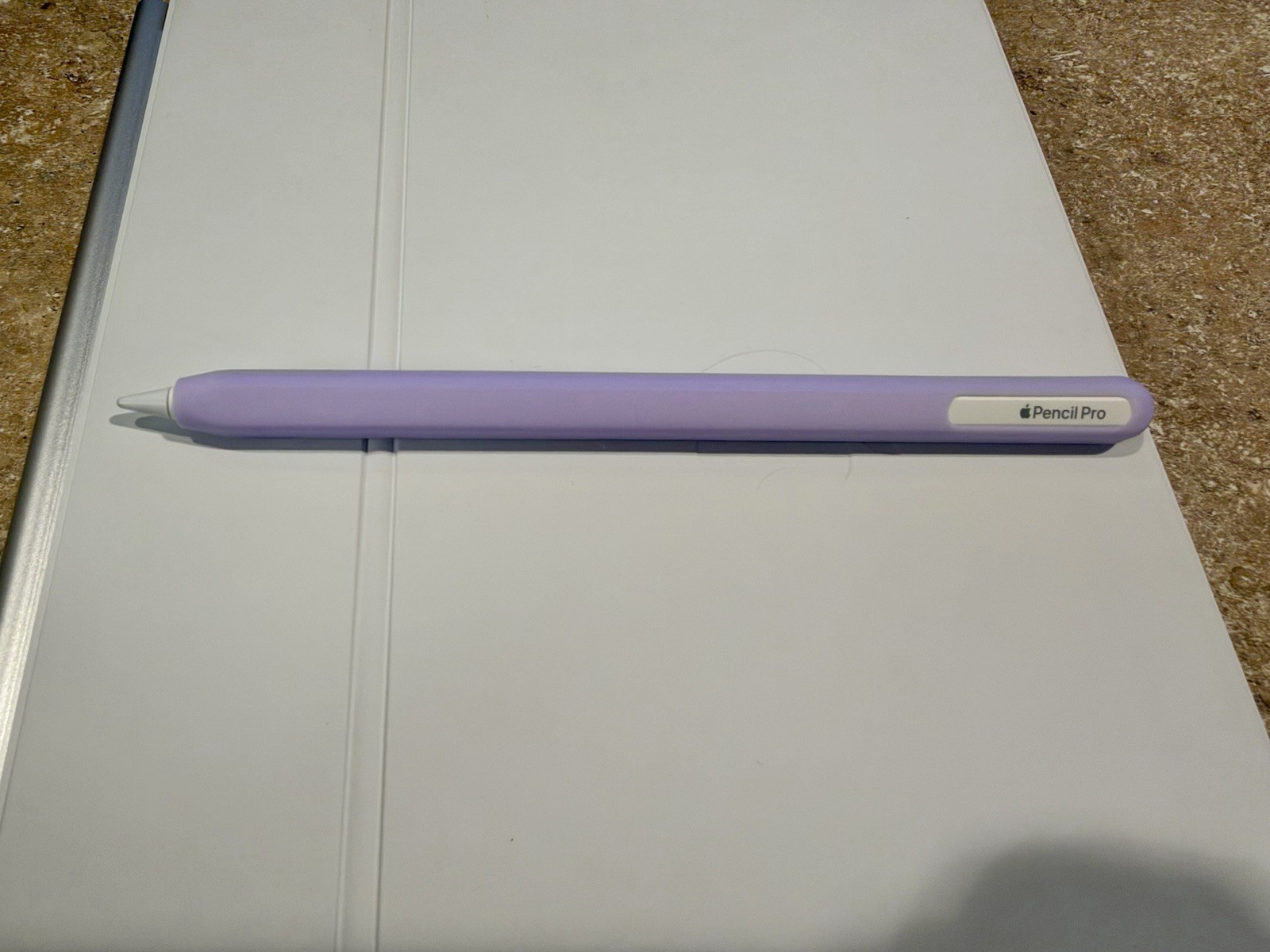 Apple Pencil Pro White Bluetooth Magnetic Charging w/ Purple Silicone Sleeve