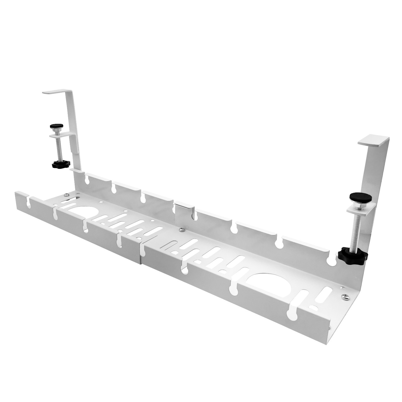 Extendable Under Desk Cable Tray No Drilling Metal Cord Organizer.