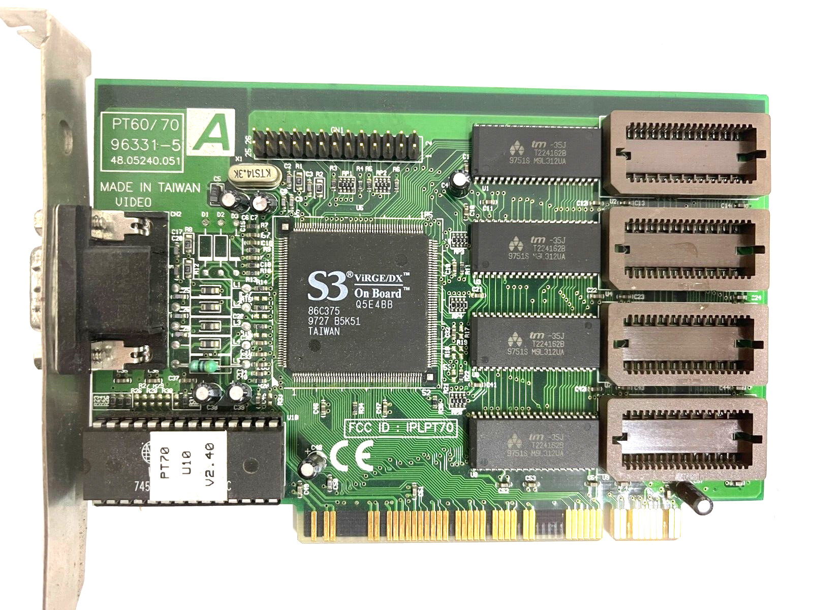 RARE VINTAGE AOPEN PT70 S3 VIRGE/DX 2 MEG 4 MEG PCI VGA CARD FCC IPLPT70 MXB131