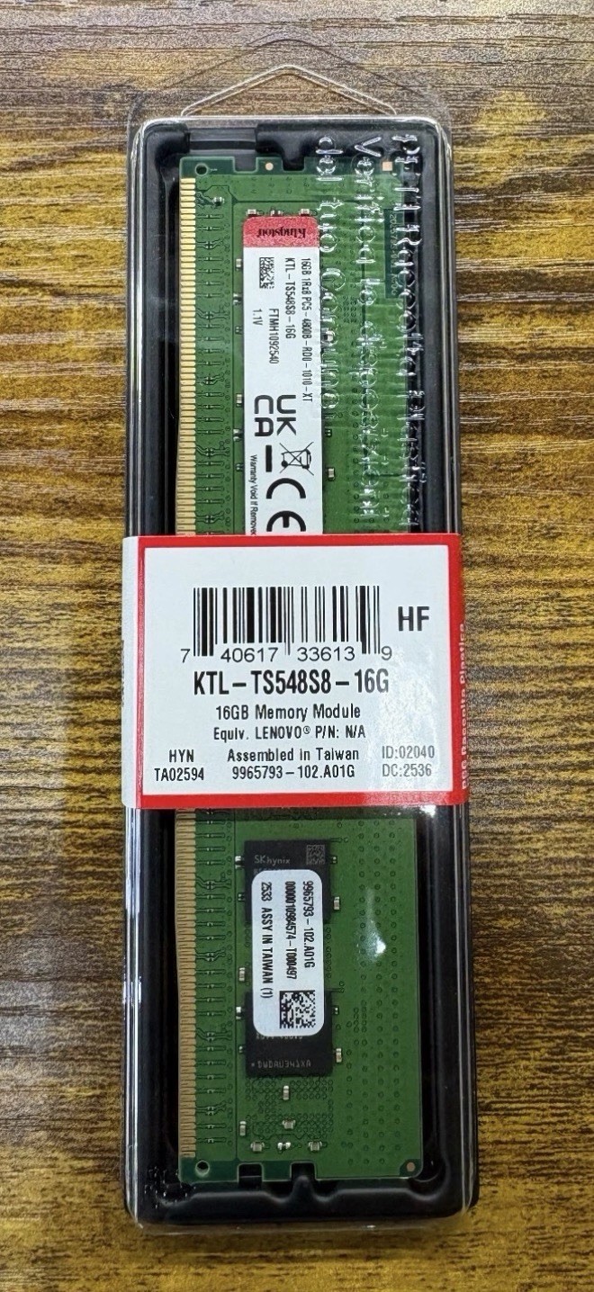 (BRAND NEW) Lot of 58 Kingston DDR5 16GB RDIMM ECC 4800MHz KTL-TS548S8-16GB