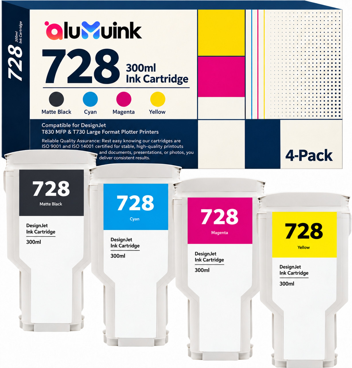 728 Ink Cartridge 300ml Compatible for DesignJet T730 DesignJet T830 MFP