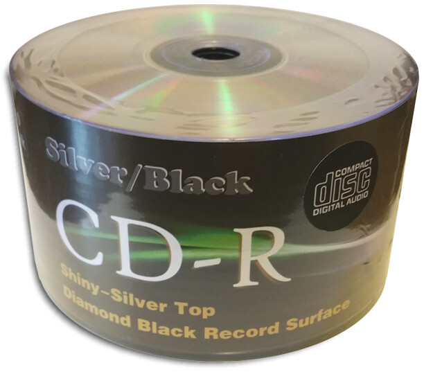 50-Pak DIGITAL-AUDIO Shiny-Silver/BLACK Colored CDR-DA 80-Min CD-R's