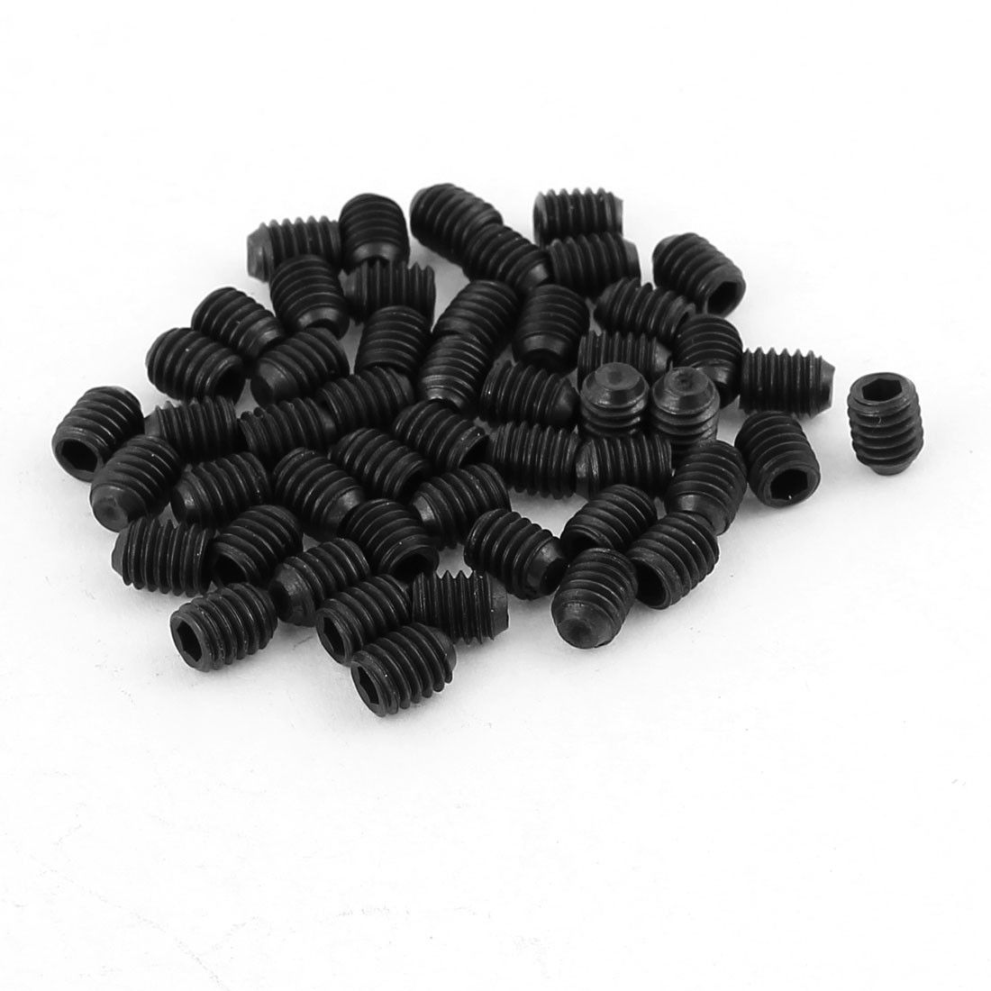 50Pcs Black M4 x 5mm Alloy Steel Hex Socket Set Grub Screws Headless Cup Point