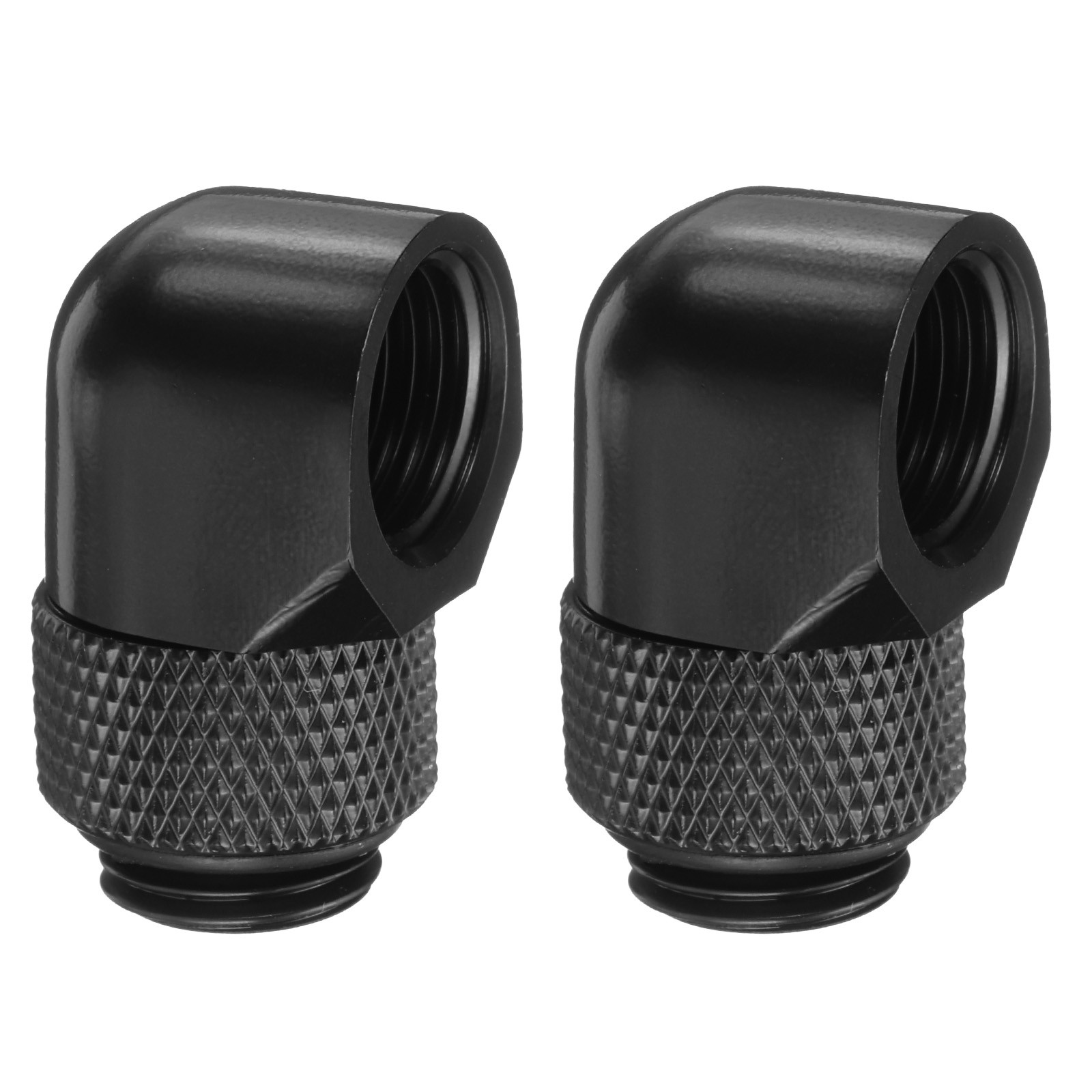 2pcs 90° Elbow G1/4" Thread Male to Female Extender Connector Fitting, Black