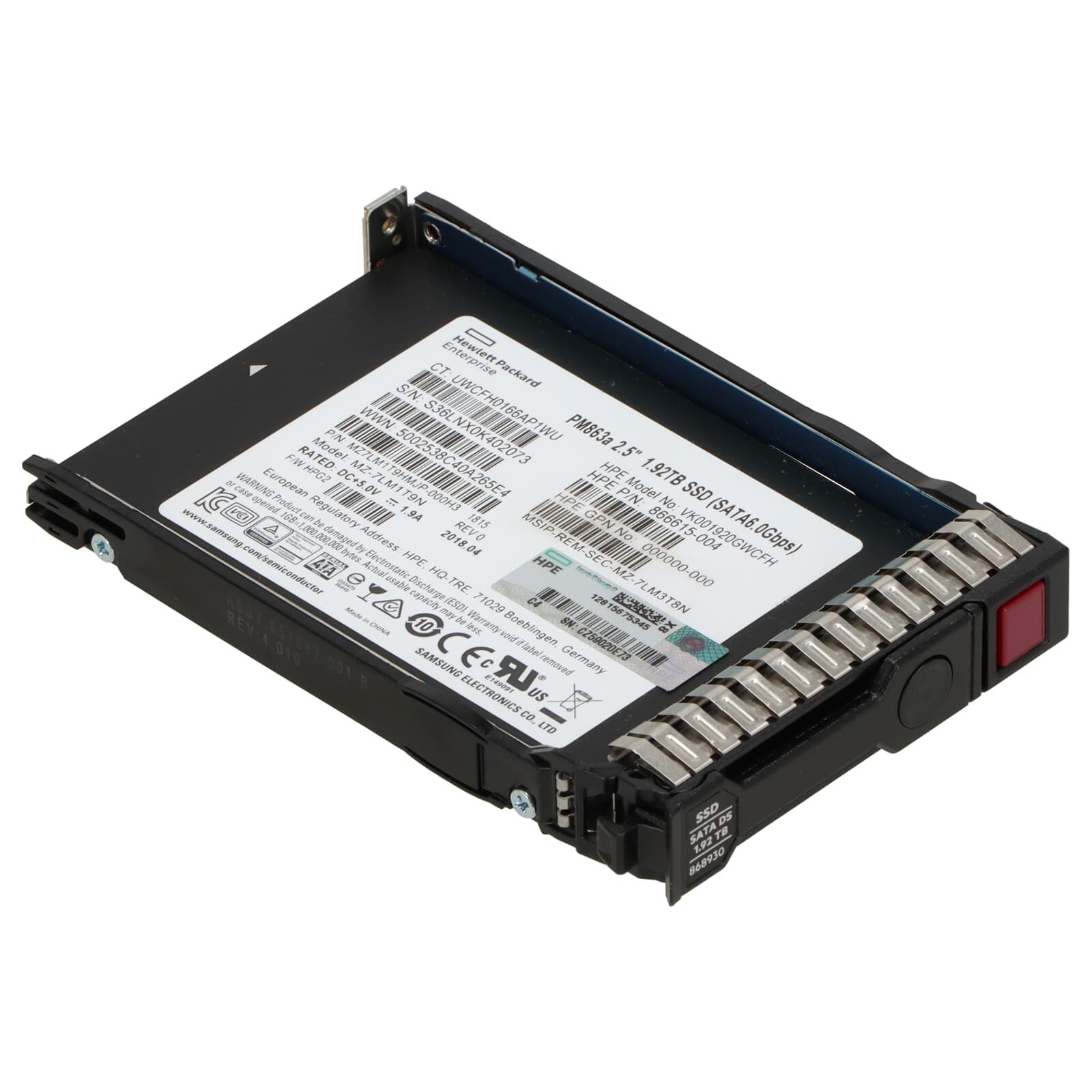 MZ-7LM3T8N Samsung PM863a 3.84TB SATA 2.5in SSD MZ7LM3T8HMLP -  HPE Hotswap