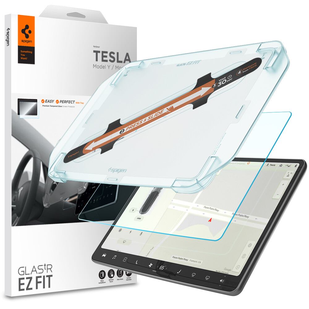 For Tesla Model 3 / Y | Spigen [ GLAS.tR EZ FIT ] Glass Screen Protector