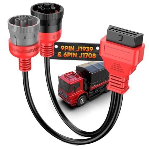 Original OBD to Green Type2 9 Pin J1939 and 6 Pin J1708 Split Y Cable | For