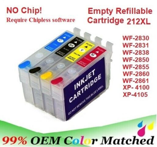 212XL Refillable Cartridge No Chip with Sublimation Ink WF-2850 XP-4100 XP-4105