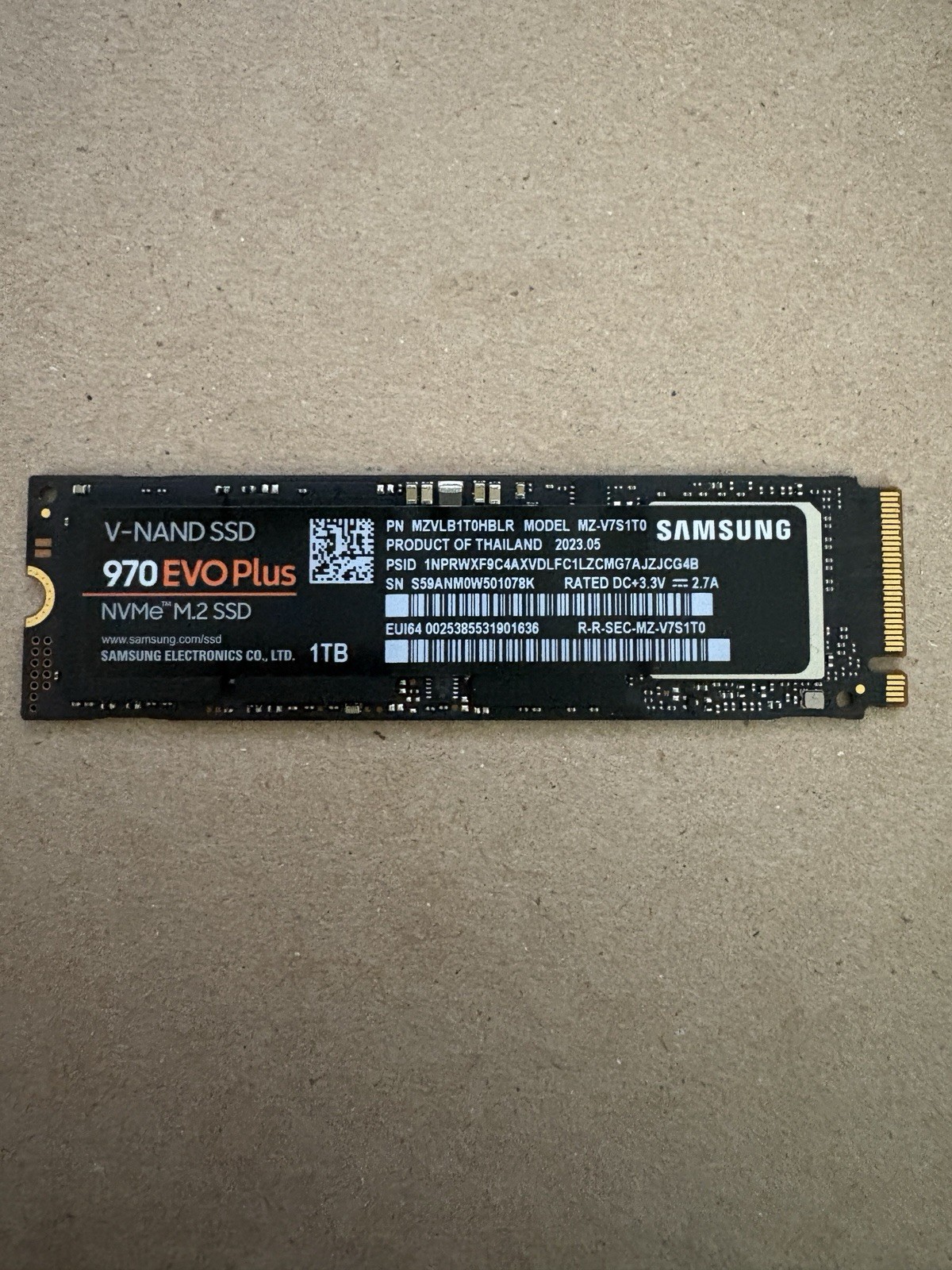 Samsung 970 EVO Plus 1TB NVMe M.2 Internal (97%+ health) MZVLB1T0HBLR