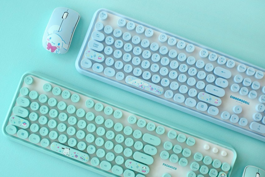Sanrio Characters Pochacco  Cinnamoroll Retro Wireless Keyboard Mouse Set