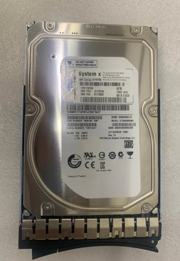 New 81Y9799 81Y9798 81Y3865 IBM 3TB 7.2K 6Gb/s 3.5" SATA Hard Drive