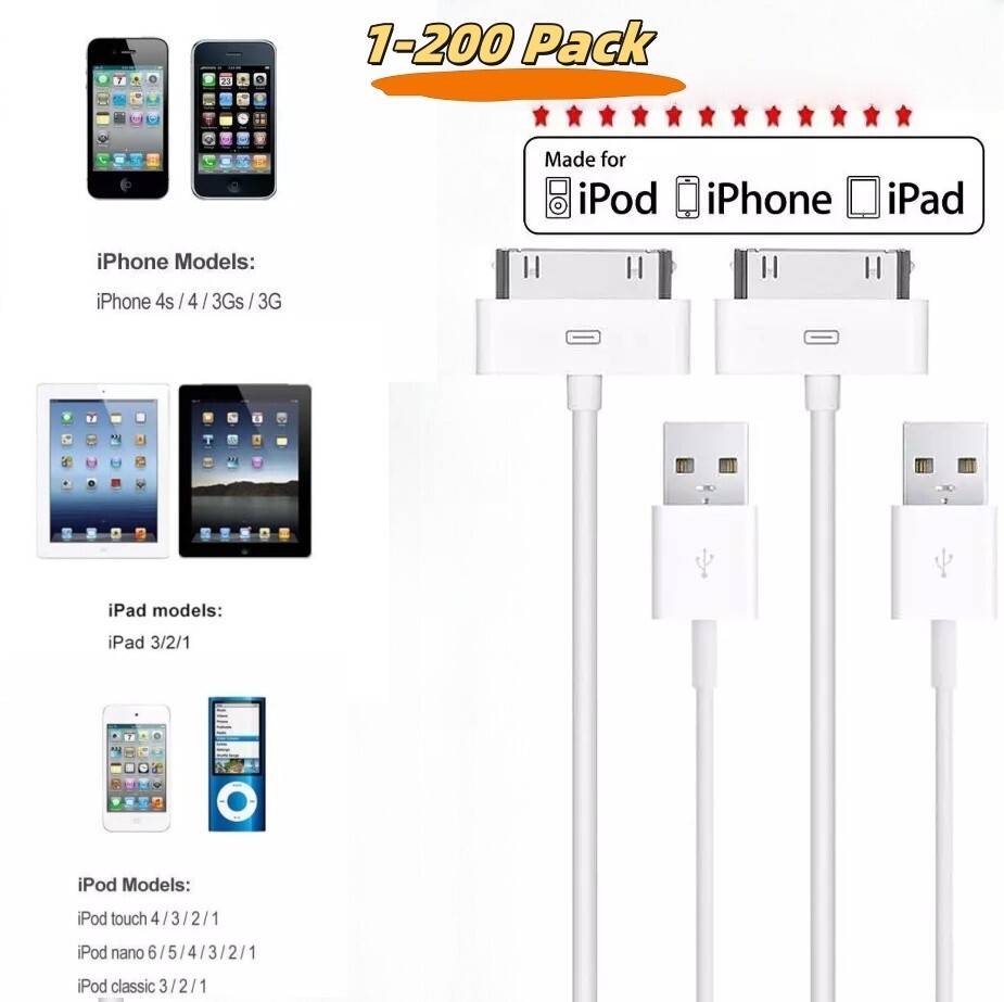 30 pin USB Sync Data Cable Charger For Apple iPad 1/2/3 Premium  Lot