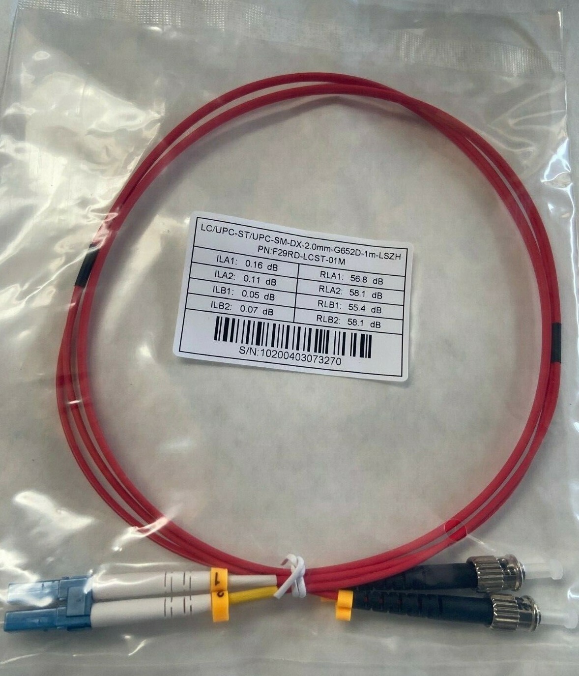 Fiber Optics Patch Cord Jumper SM SingleMode  LSZH Duplex 2mm Red LCST LC-ST 1M 