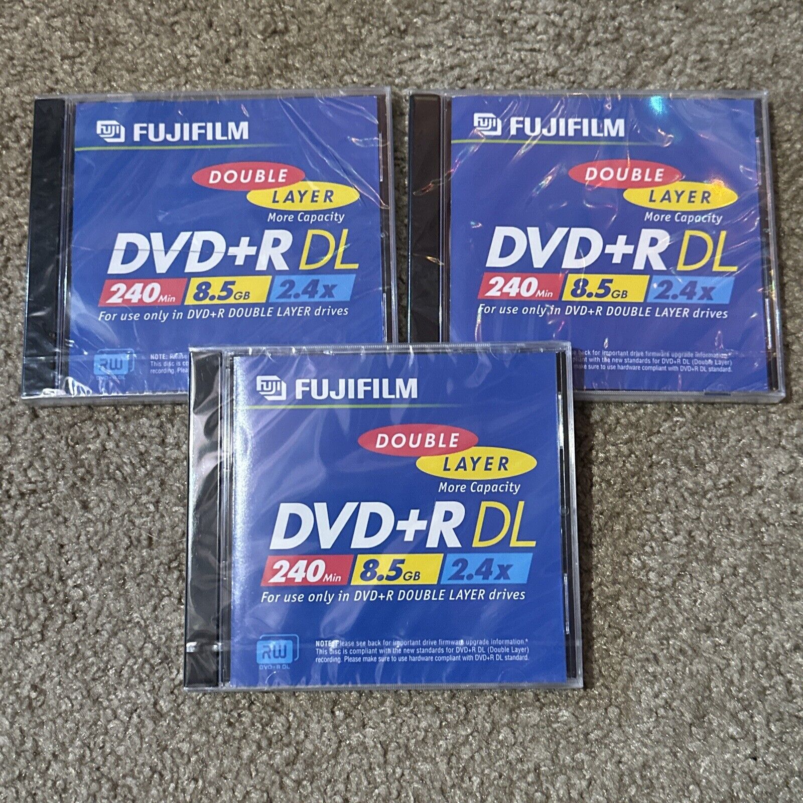 QTY 3 Fujifilm DVD+R 4.7 GB 3 Brand NEW Discs in Jewel Cases Fast Shipping