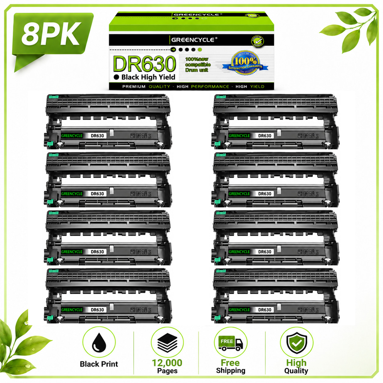 8PK HY DR630 Drum Unit For Brother MFC-L2700DW HL-L2300D DCP-L2540DW TN660 TN630