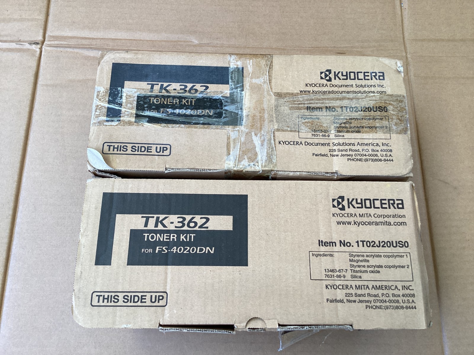 NEW Lot of 2, Genuine Kyocera TK-362 Black Toner Cartridge 1T02J20US0