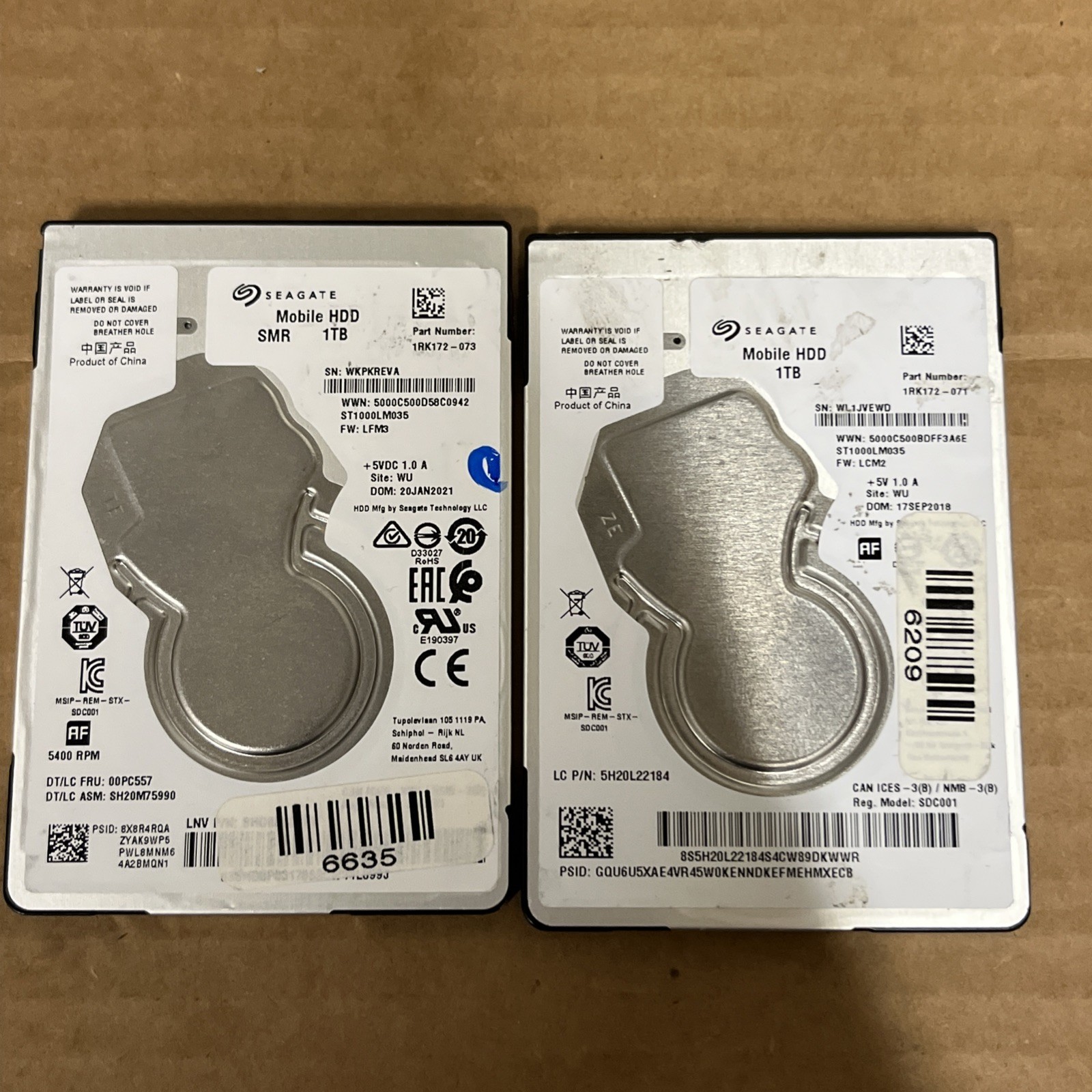 LOT Of 2x Seagate ST1000LM035 1 TB 5400RPM SATA Internal Laptop HDD