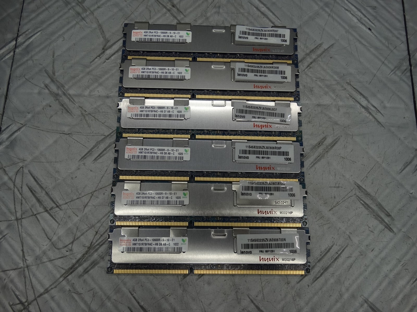 Hynix 4GB 2Rx4 PC3-10600R DDR3 Server RAM (Lot of 6)