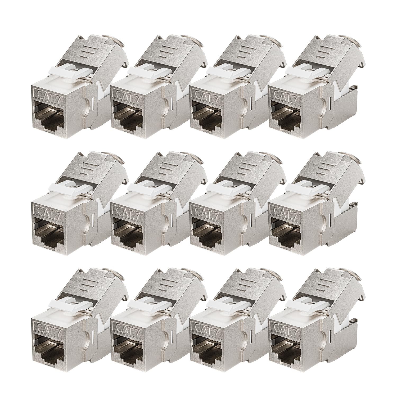 12 PCS Cat 7 Cat 6A Shielded RJ45 Keystone Jack 10G Zinc Alloy 2226 AWG