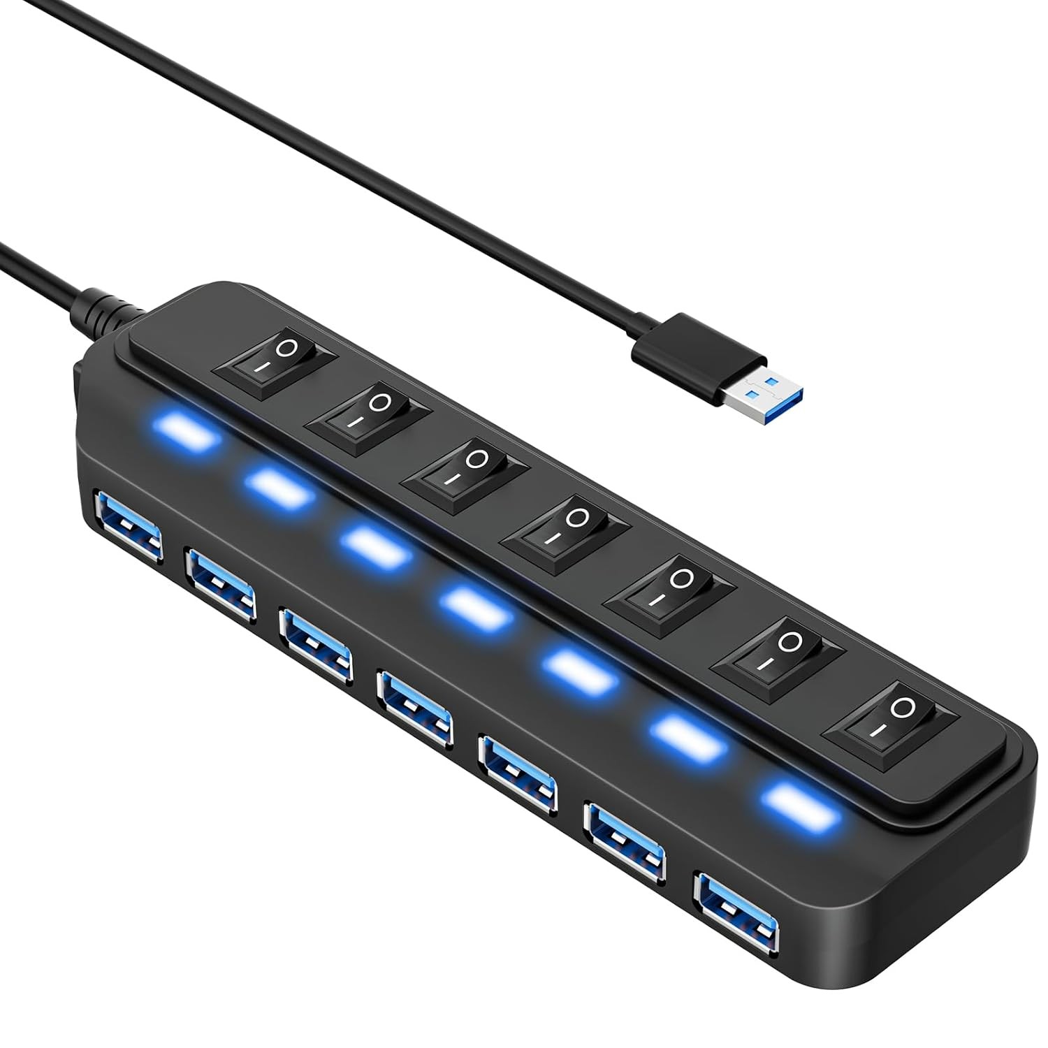 7 Port USB 3.0 Hub Splitter for Office Home School Laptop Desktop Computer USB