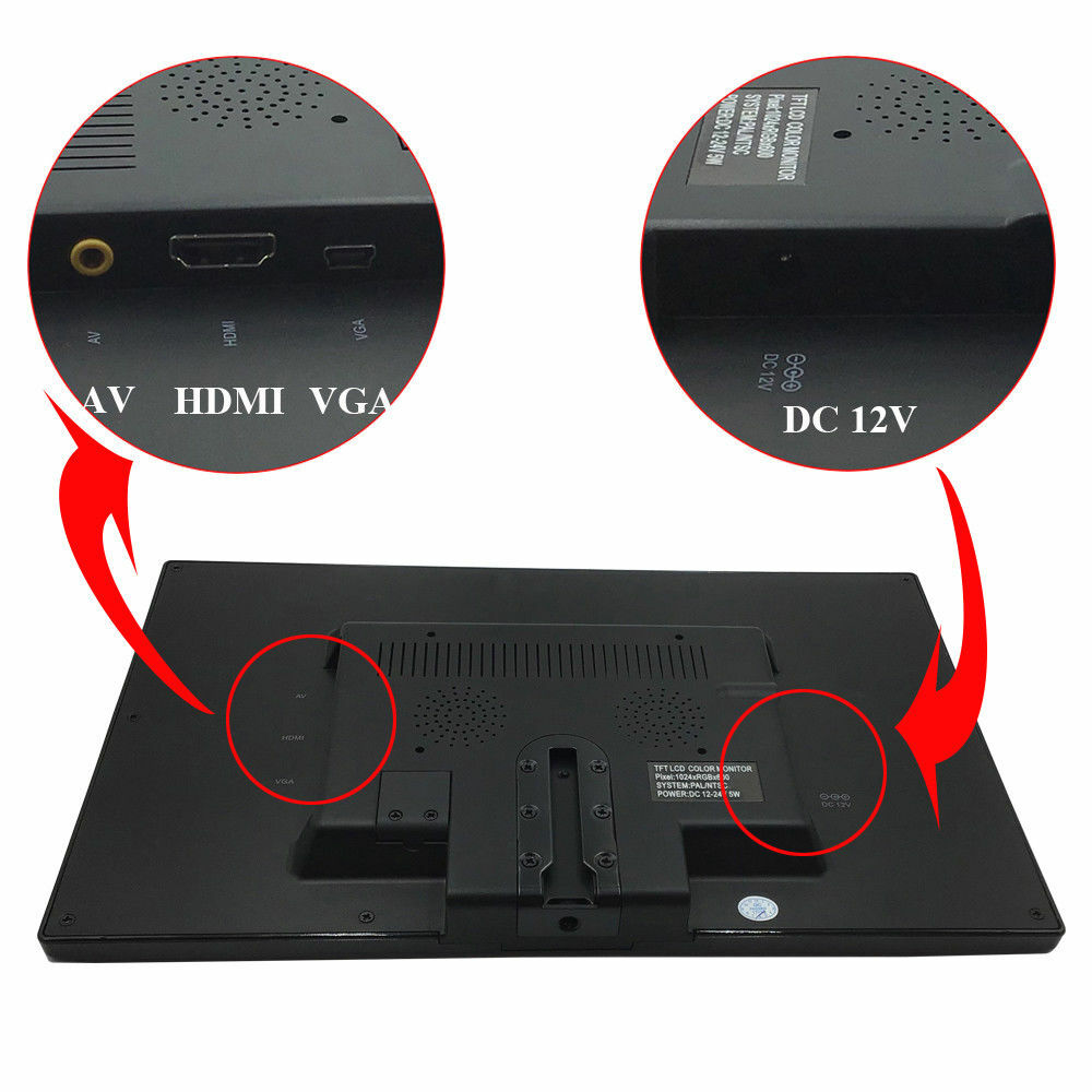 7"-10" HDMI VGA AV LCD Monitor CCTV Monitor Display for PC Raspberry Pi DSLR-US