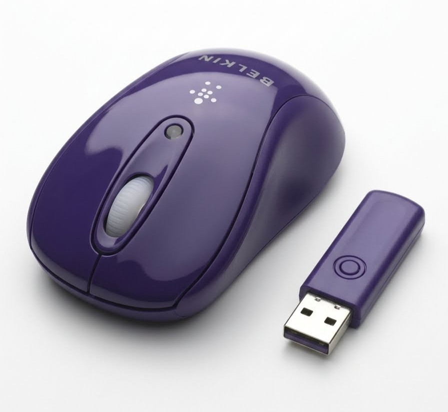 Belkin F5L075 Wireless Optical Mobile Mouse Purple with USB Dongle Receiver