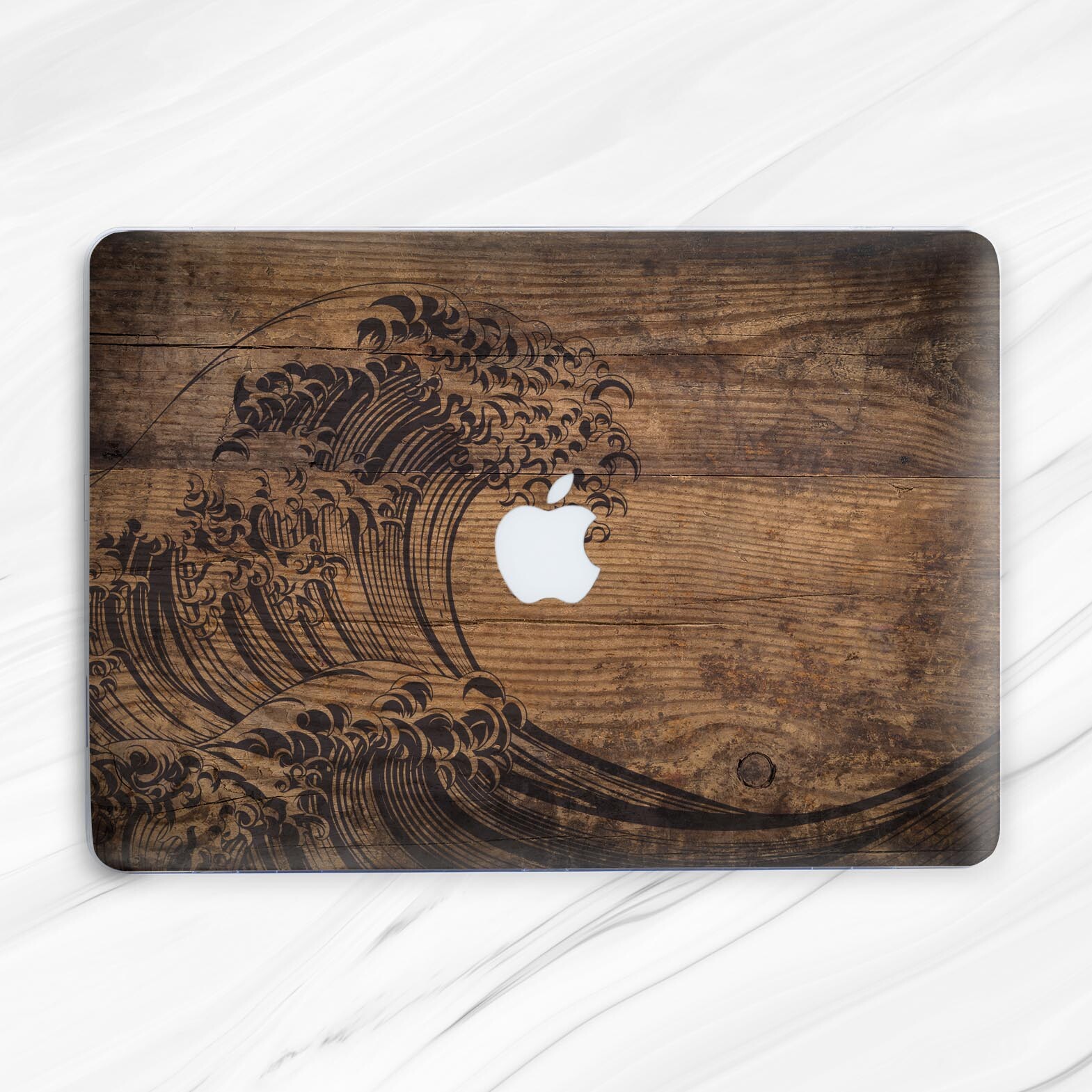 Wood Kanagawa Great Wave Japanese Hard Case For Macbook Air 13 Pro 16 13 14 15