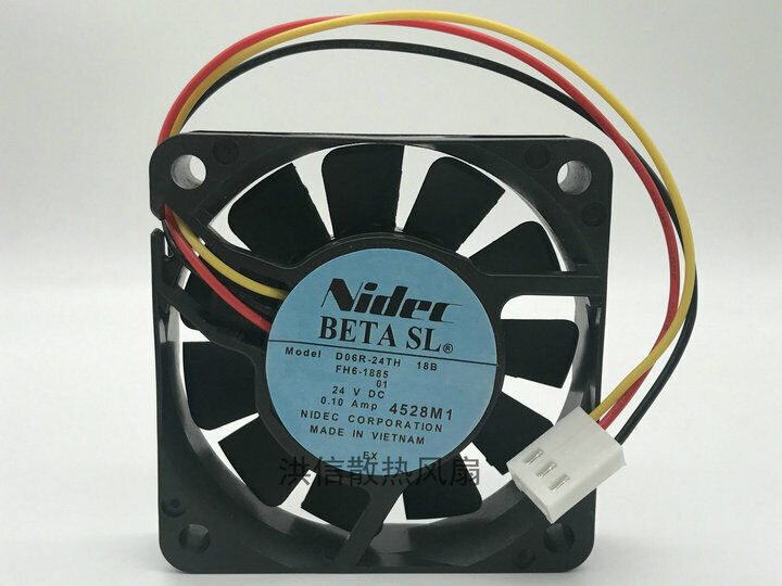 1 PCS NIDEC Fan D06R-24TH 18B DC 24V 0.10A 6015 6CM 3 Pin Inverter fan