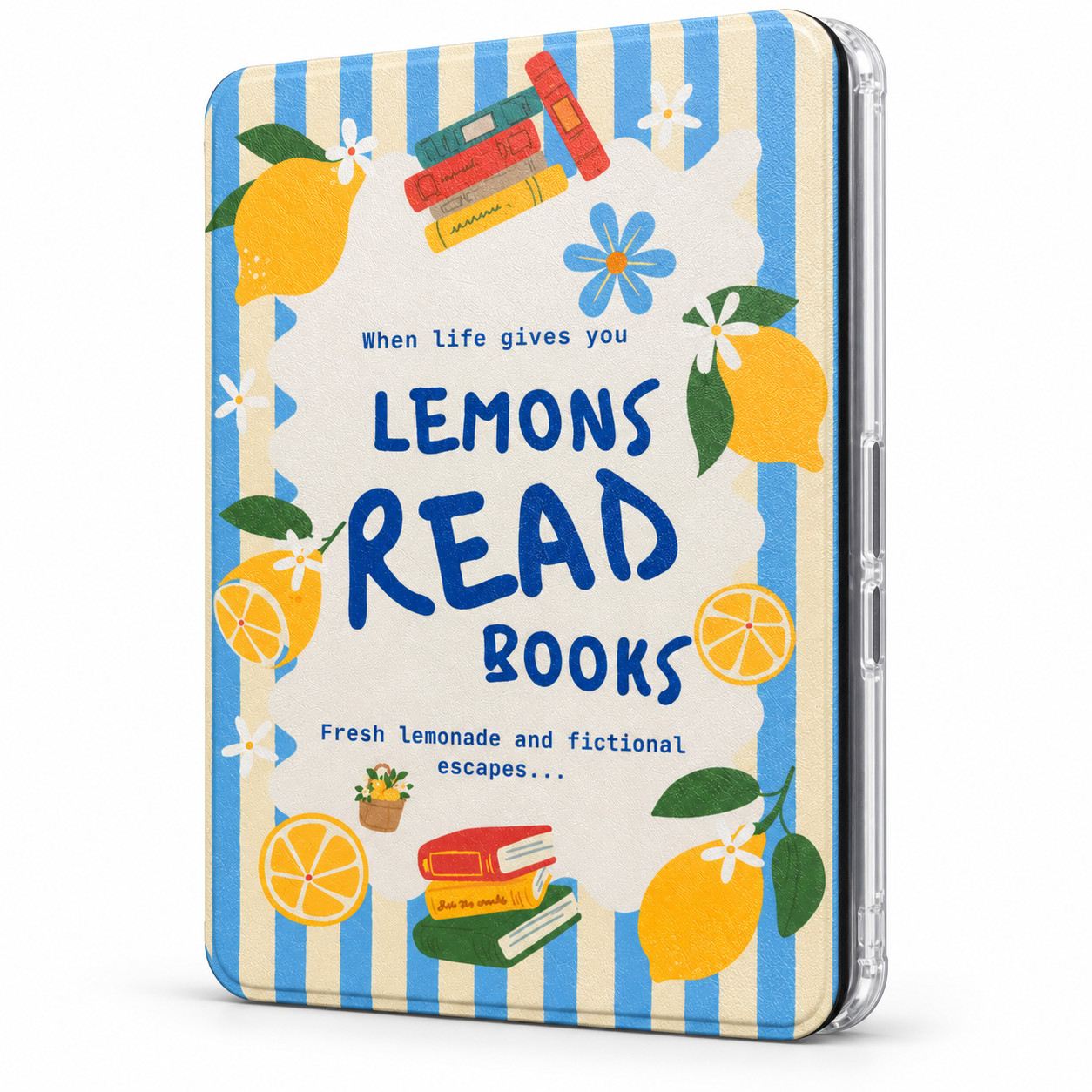 Case for 7" Kindle Paperwhite (12th Gen 2024) Lemon Book Detachable Clear Back