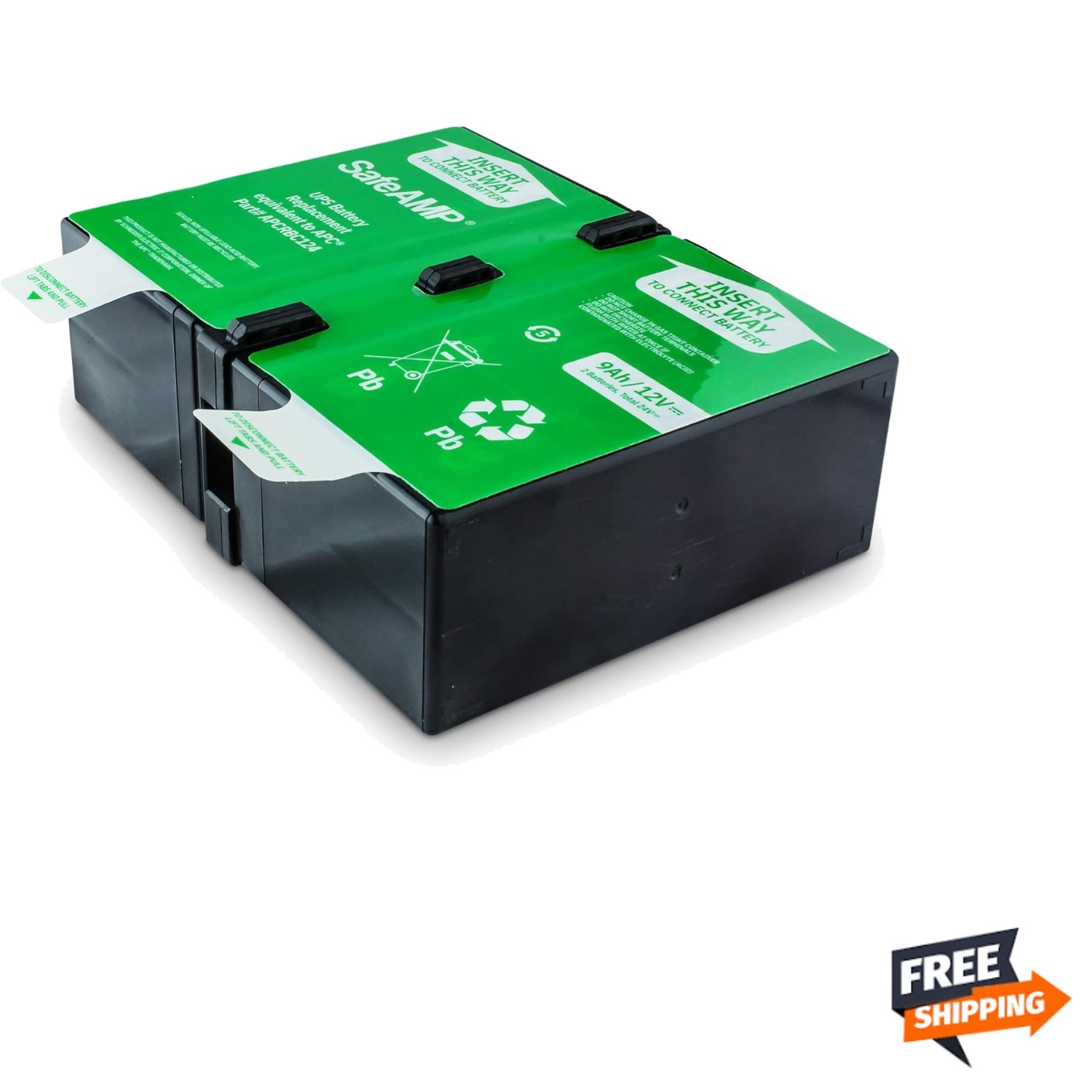 UPS 9Ah, 24VDC VRLA Battery Replacement APCRBC124 Compatible with APC UPS Mod...