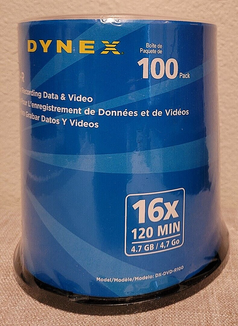 Dynex DVD-R (DVD Recordable Media) Discs - 100 Spindle Pack - 16x 4.7GB - NEW