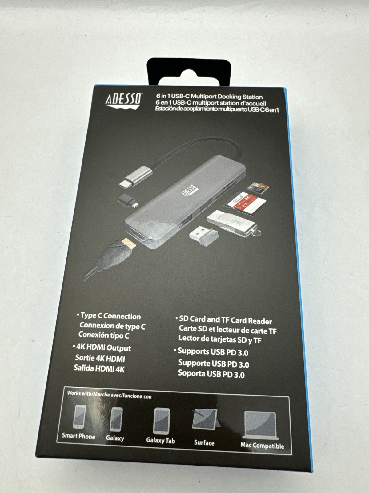 multiport docking station Adesso AUH-4020 6-in-1 USB-C  New