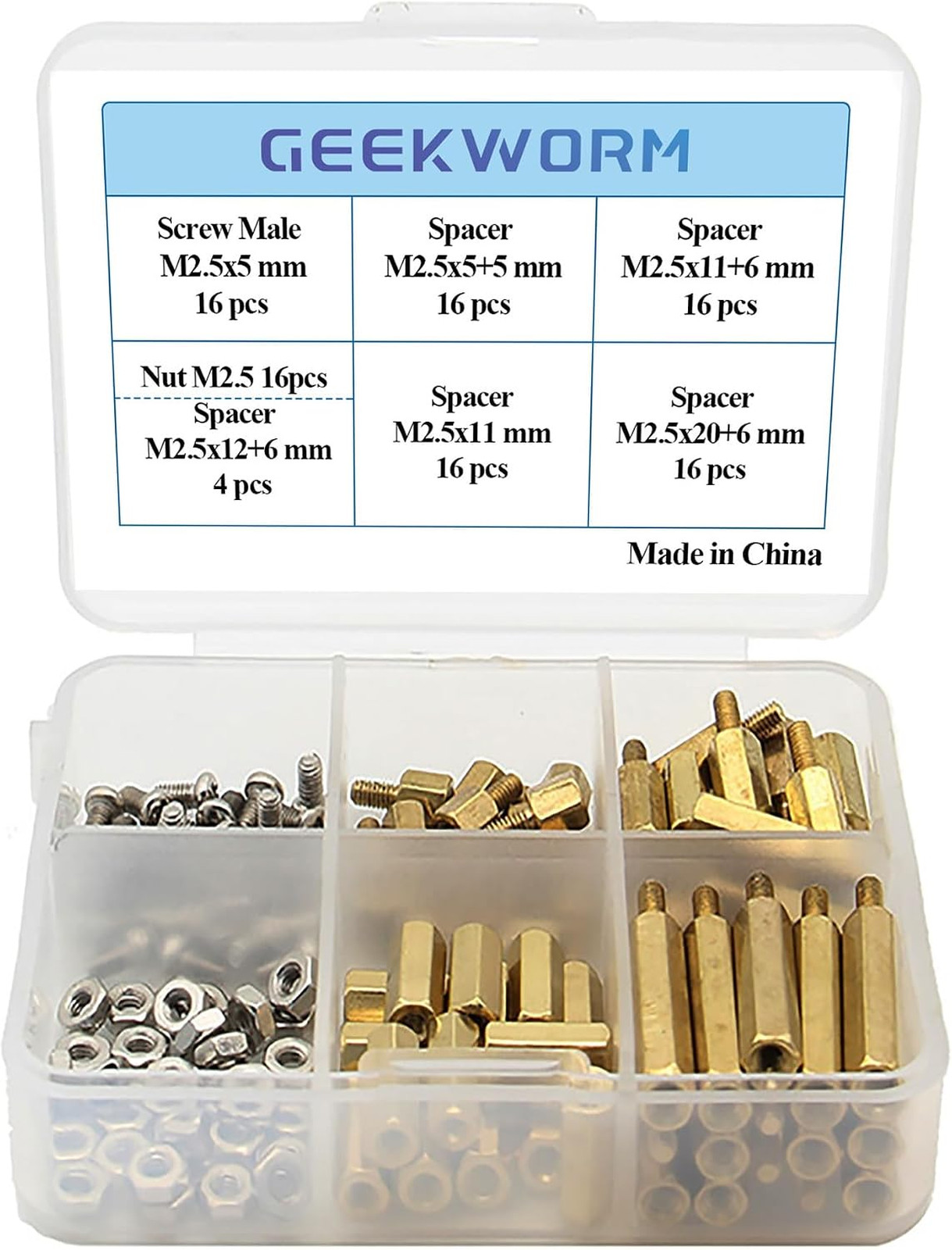 100 Pcs M2.5 Brass Spacer Nut Screws for Raspberry Pi 4 3 2 Model Kit Hardware