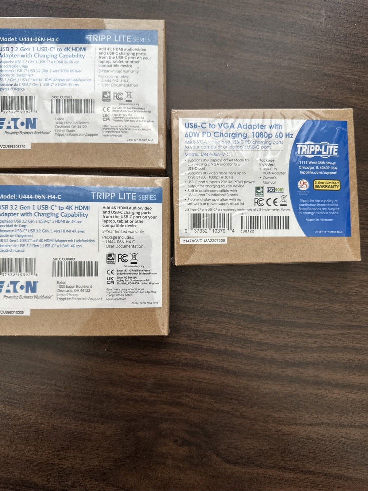 (Lot Of 3) TRIPP-LITE USB GEN 1 USB-C, 1 U444-06N-V-C, 2 U444-06N-H4-C