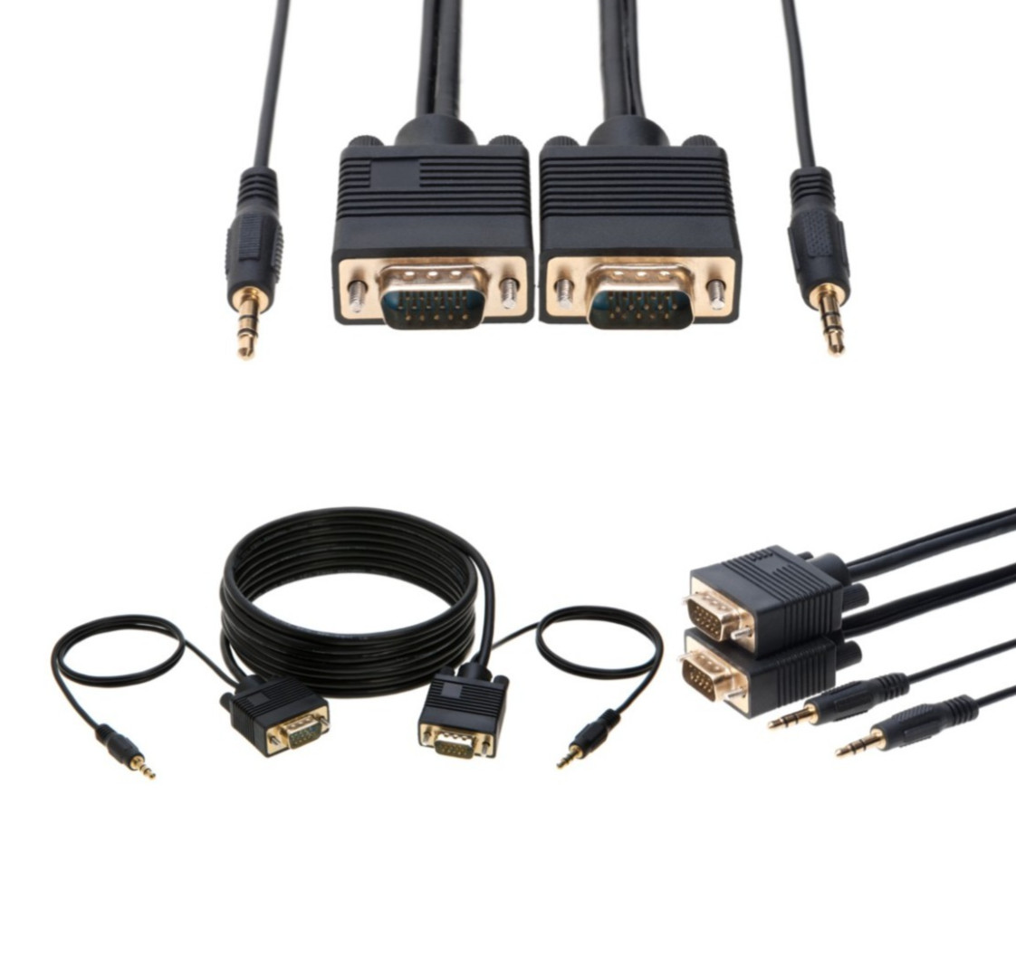 SVGA Cable M/M With 3.5mm AUX Audio Cord AND SVGA Cable M/M  3FT -  100FT LOT