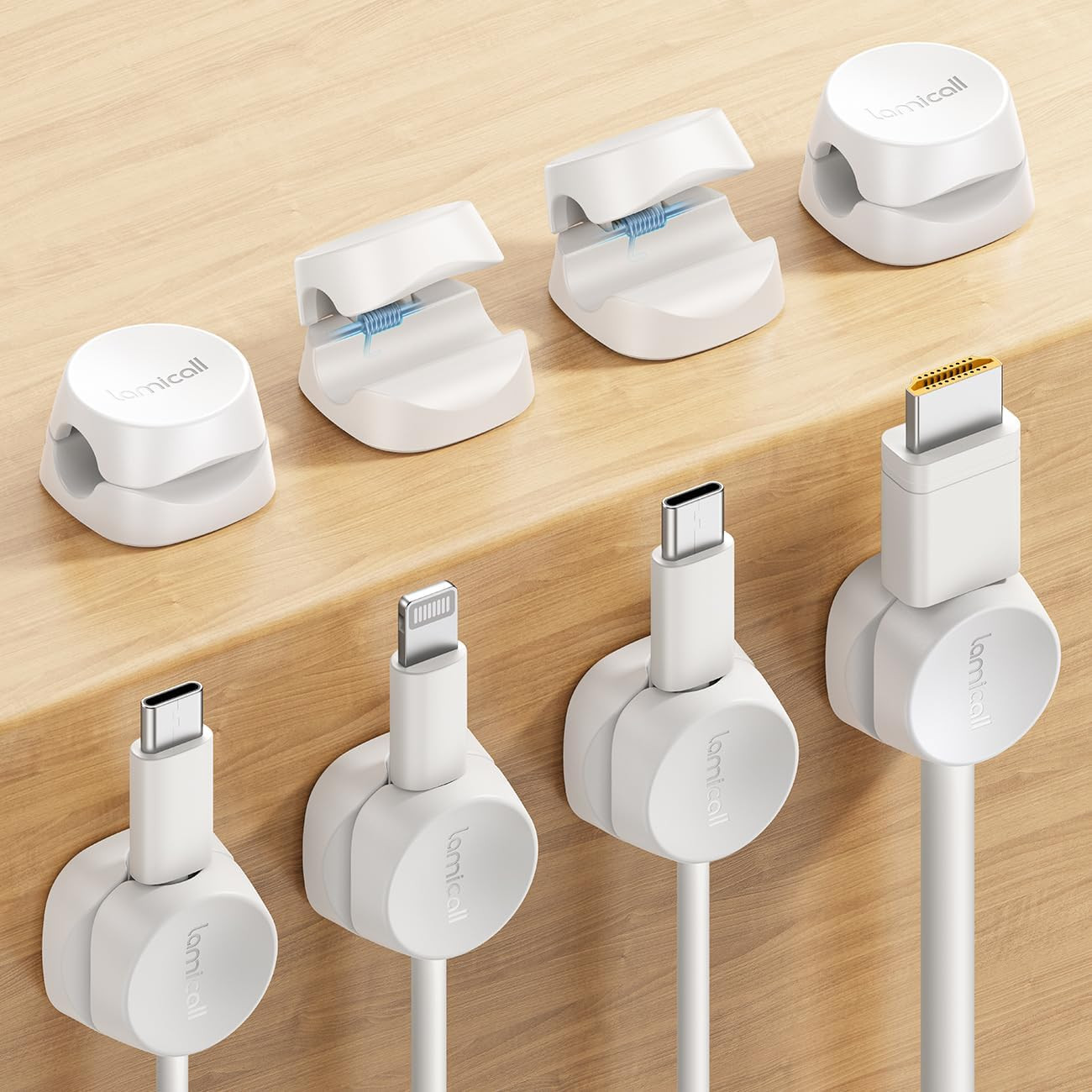 8 Pack Cord Organizer, [1S Lock] Cable Management Clips for Desk