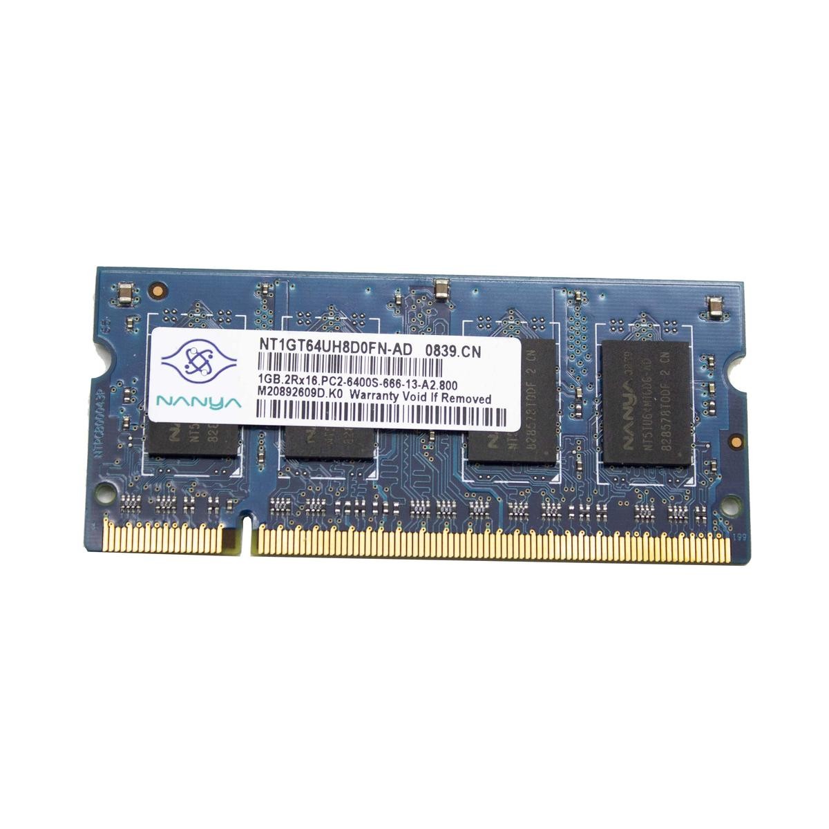 Nanya Nt1gt64uh8d0fn-ad 1Gb Mhz Pc2 Ddr2 800Mhz Sodimm Memory Module Ram