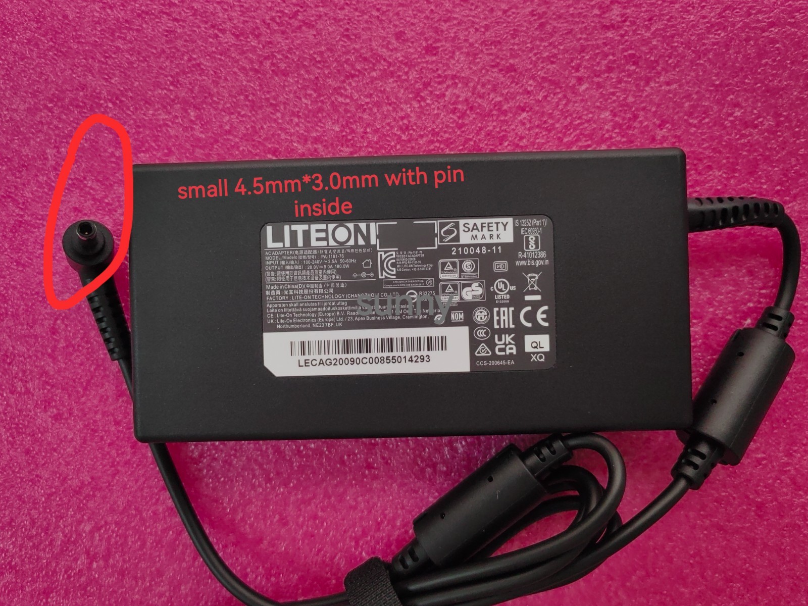 For MSI 180W 4.5mm LITEON 20V 9A PA-1181-76 Adapter 210048-11 UK CA 100%Original