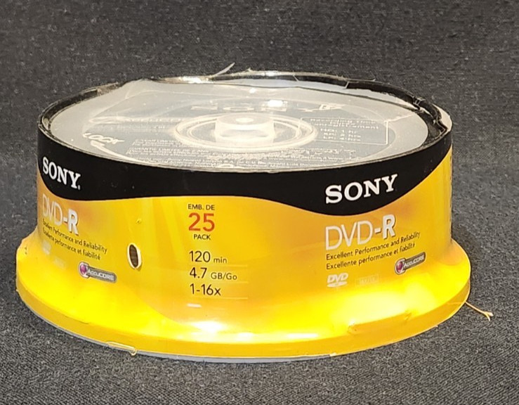 Sony DVD-R 25 Pack 4.7GB 120 Min 1-16x AccuCORE Blank Recordable Discs