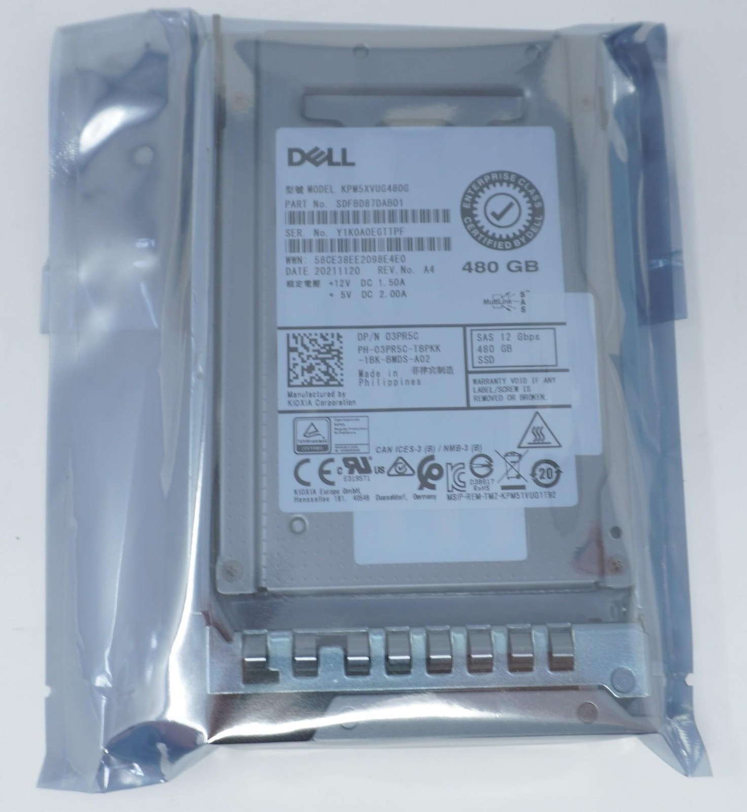 Dell 3PR5C 480GB 12Gb/s SAS 2.5" Enterprise SSD KPM5XVUG480G