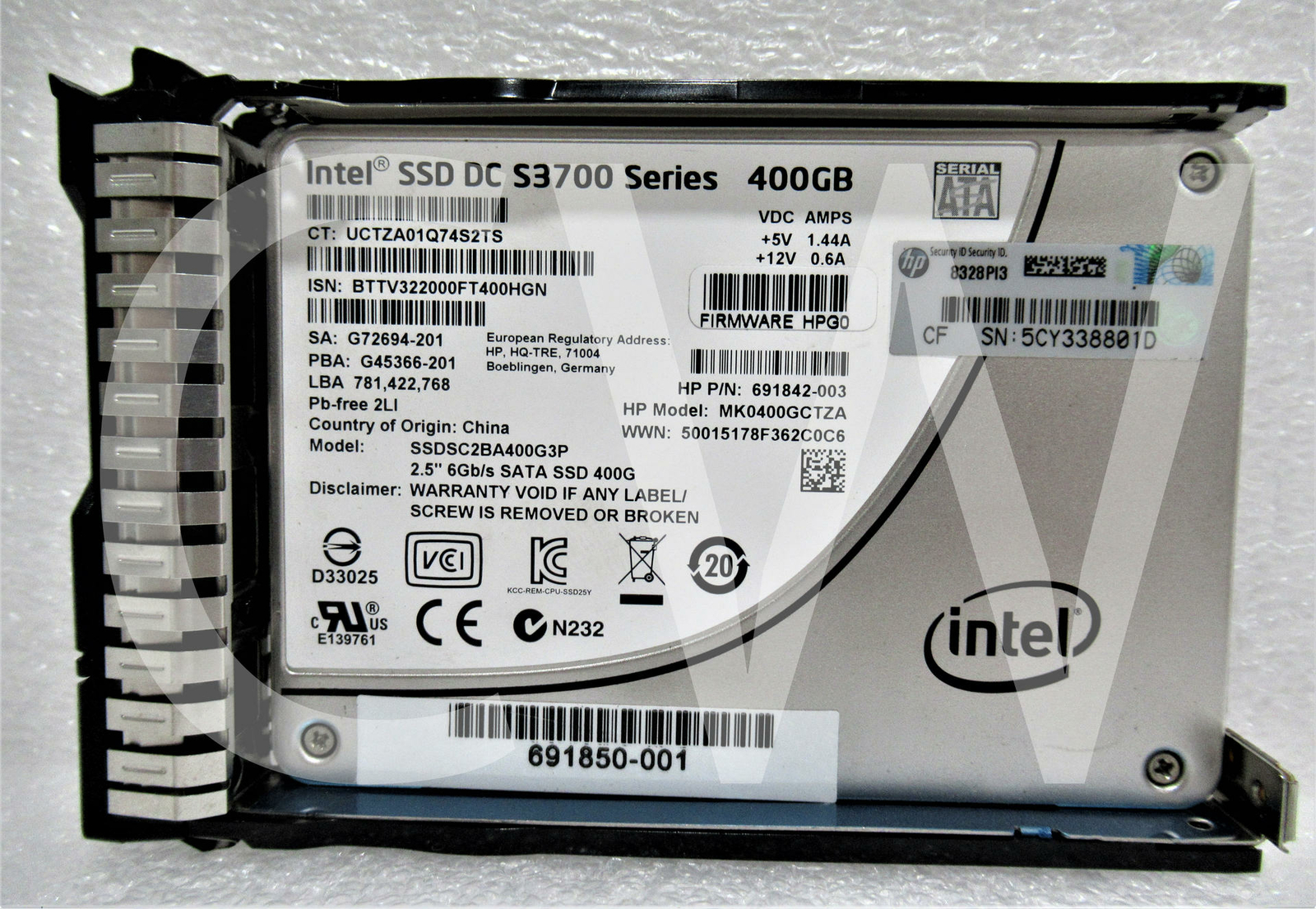692166-001 691866-B21 HP S3700 SERIES 400GB 6Gbps 2.5" SATA Solid State Drive