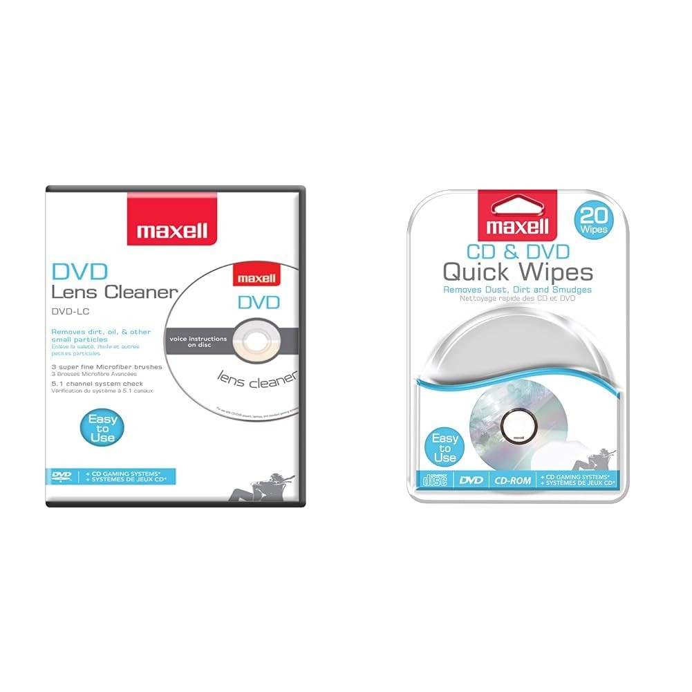 Maxell – 190059, DVD Lens Cleaner with Microfiber Metallic/Silver, Black