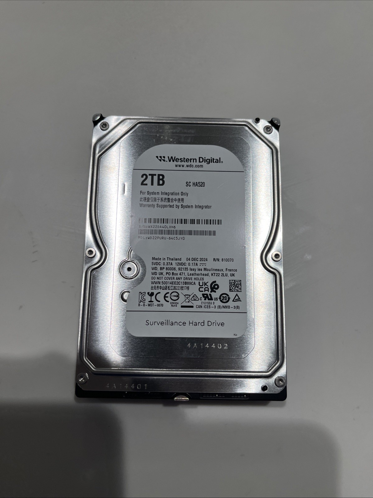 Western Digital Purple 2TB Surveillance Hard Drive RPM,3.5 inch (WD20PURU)
